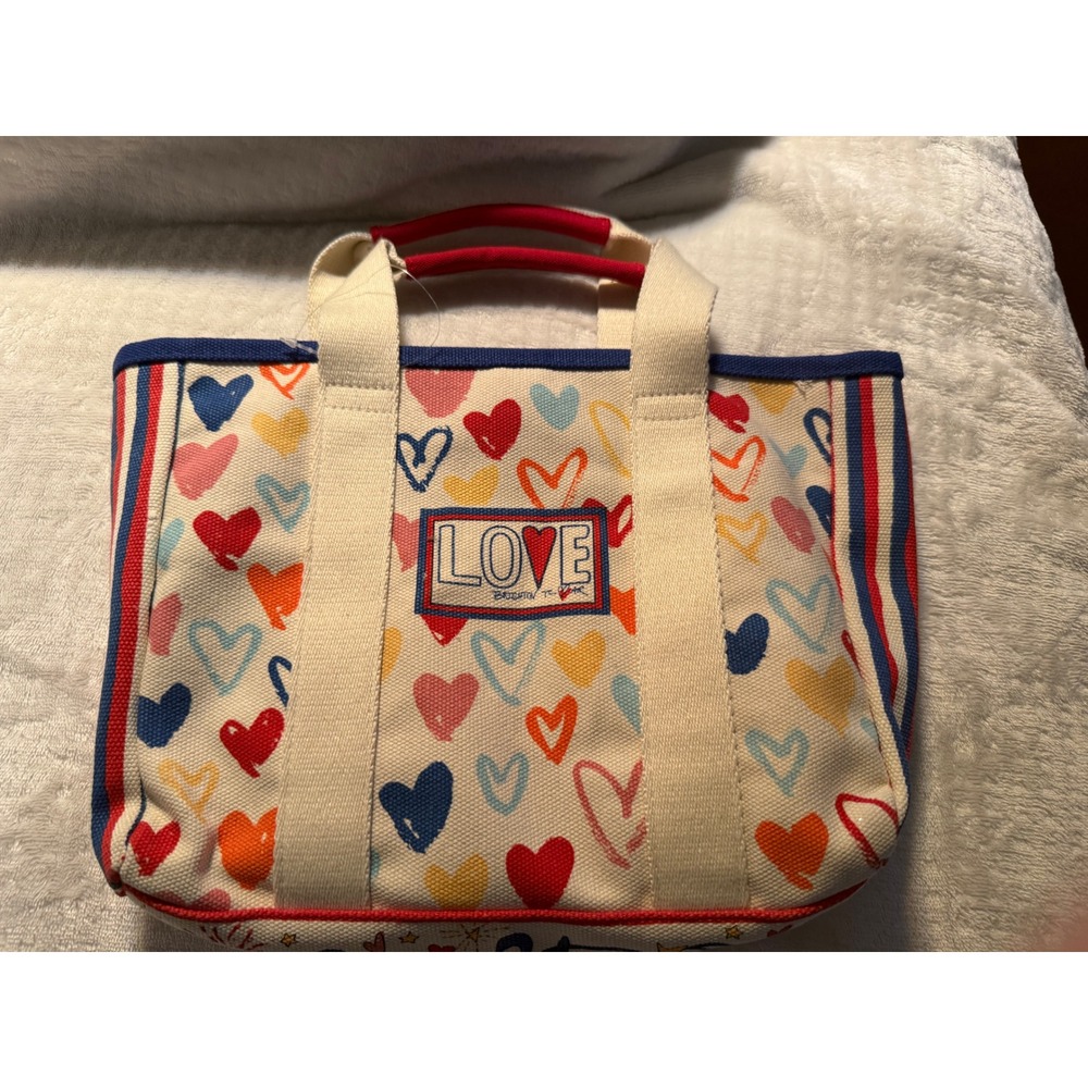 Brighton Love Heart Canvas Tote Bag with Detachable Shoulder Strap Multi Color